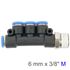 Pu Hose Fitting Manifold 4 X 6mm Port X 3/8'm